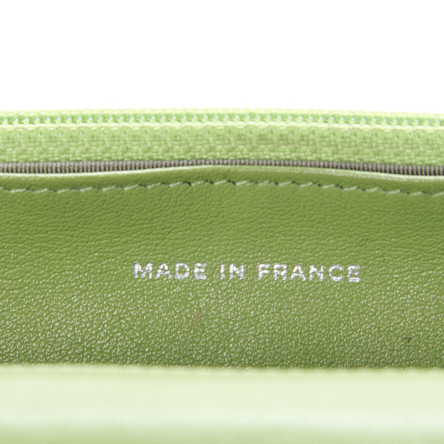 Patent Quilted Brilliant Wallet On Chain WOC Green