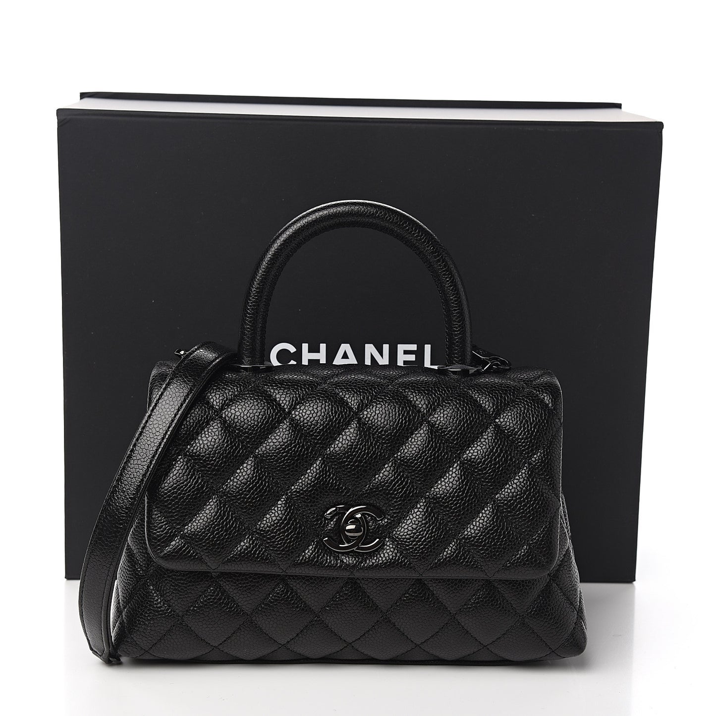 Caviar Quilted Mini Coco Handle Flap So Black