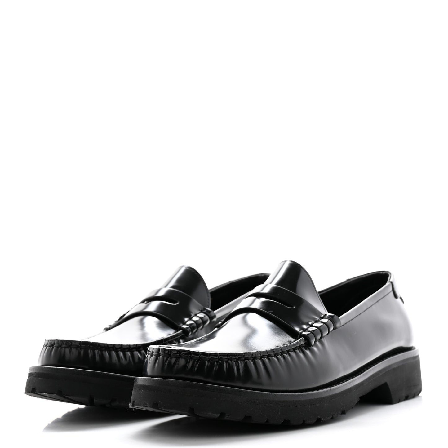 Glazed Calfskin Chunky Le Loafer Penny Slippers 39 Black