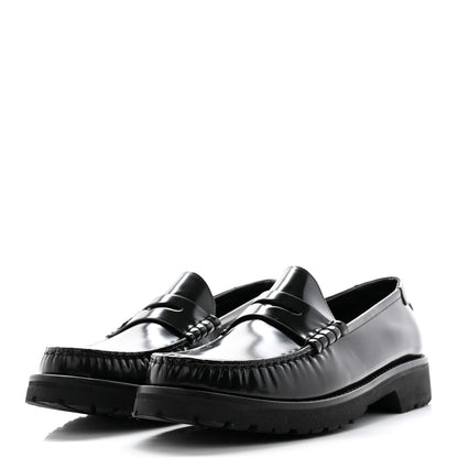 Saint Laurent Glazed Calfskin Chunky Le Loafer Penny Slippers 39 Black 3 of 12