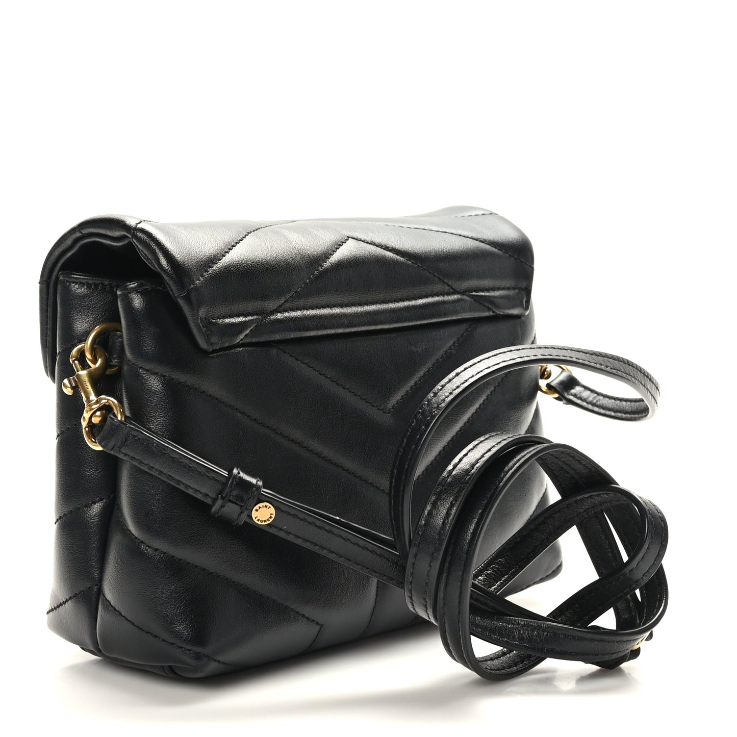Calfskin Y Quilted Monogram Toy Loulou Crossbody Bag Black