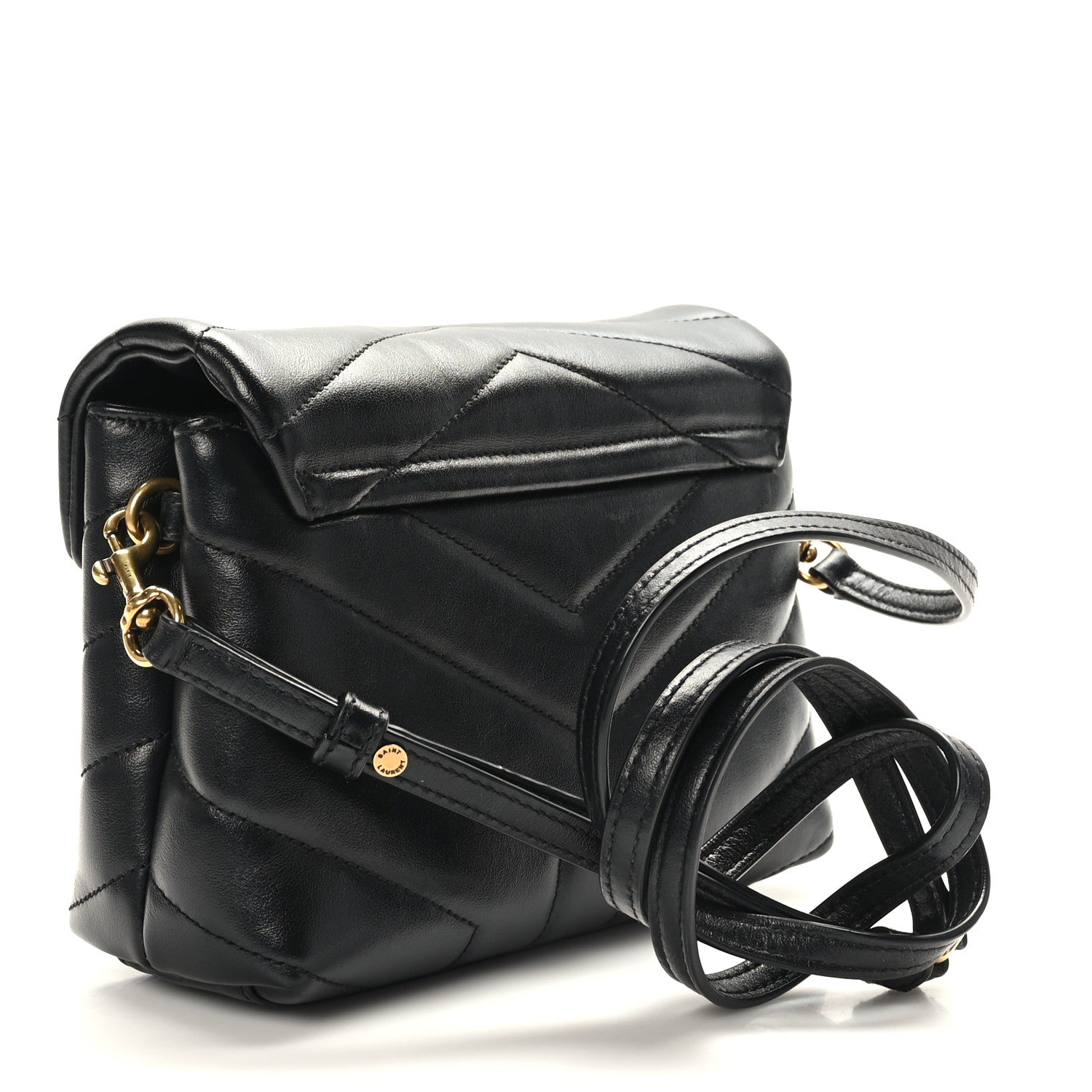 Saint Laurent Calfskin Y Quilted Monogram Toy Loulou Crossbody Bag Black 3 of 10