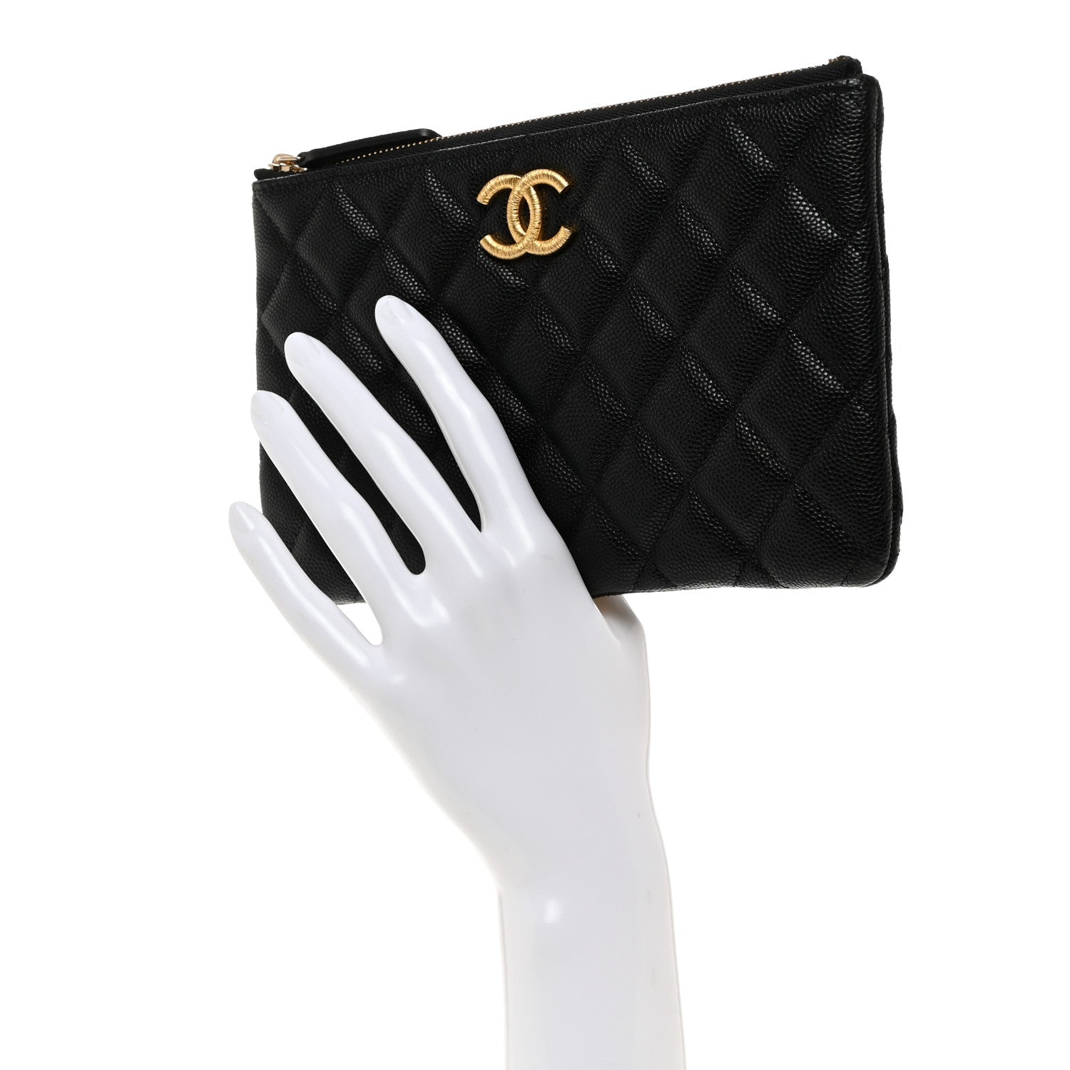 Chanel Caviar Quilted Small CC Cosmetic Case Black 2 of 8