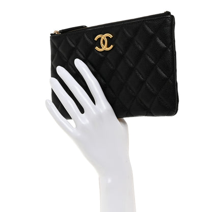 Chanel Caviar Quilted Small CC Cosmetic Case Black 2 of 8
