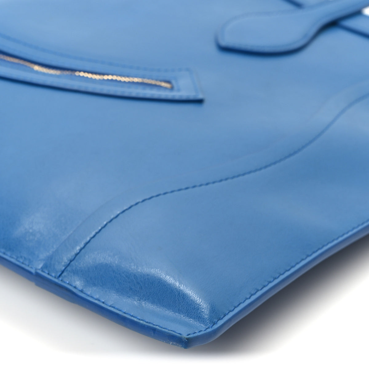 Glossy Calfskin Flat Luggage Shoulder Bag Ultra Blue
