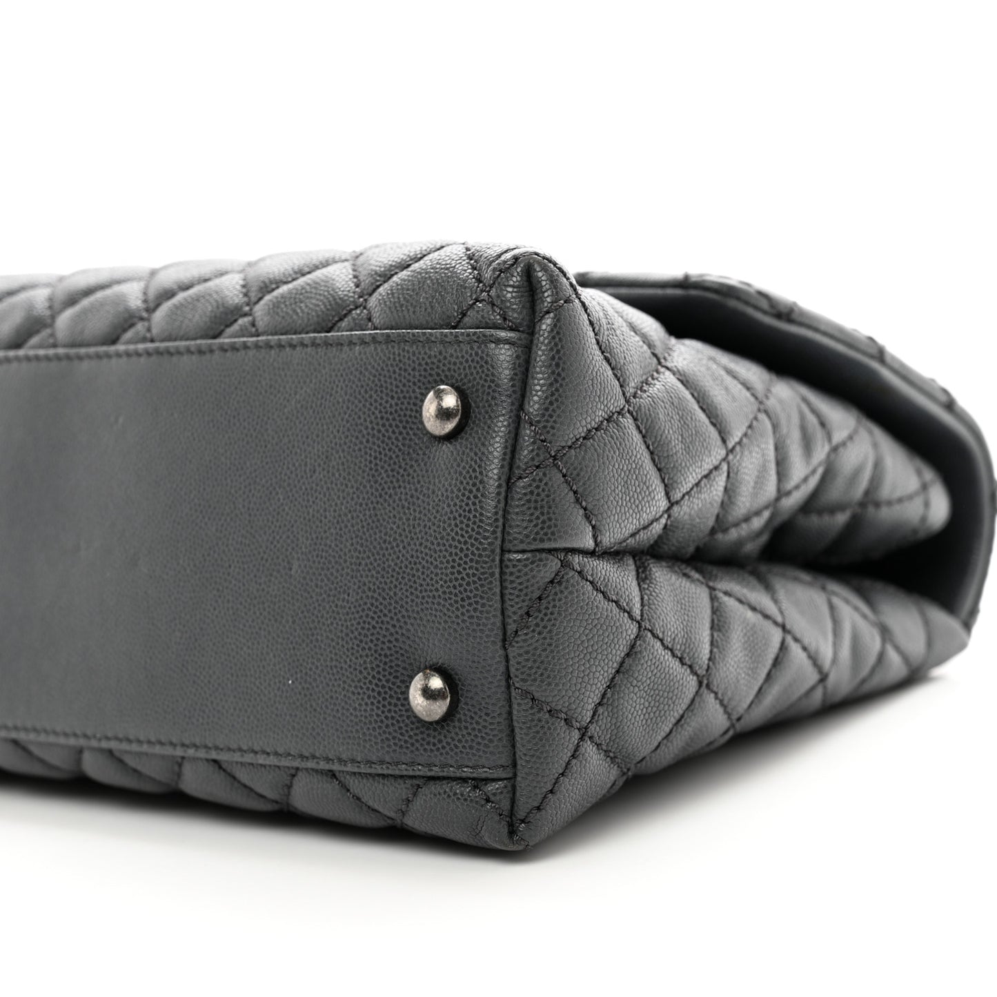 Caviar Lizard Quilted Medium Coco Handle Flap Grey