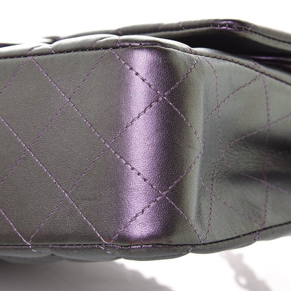Chanel Iridescent Lambskin Quilted Medium Double Flap Dark Purple 10 of 11