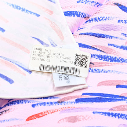 Hermes Silk Le Reve De Gloria Scarf 90 Rose Bleu Vif Rouge 4 of 5