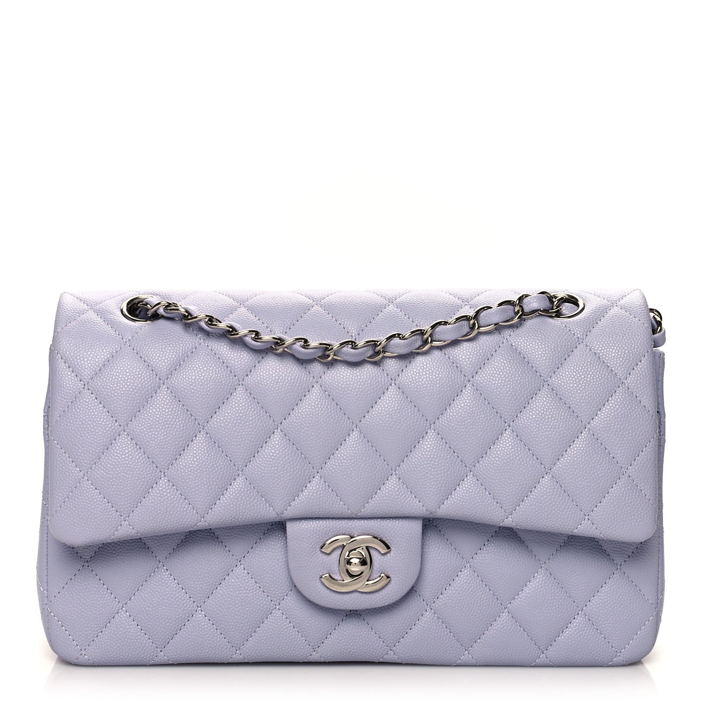Caviar Quilted Medium Double Flap Light Purple
