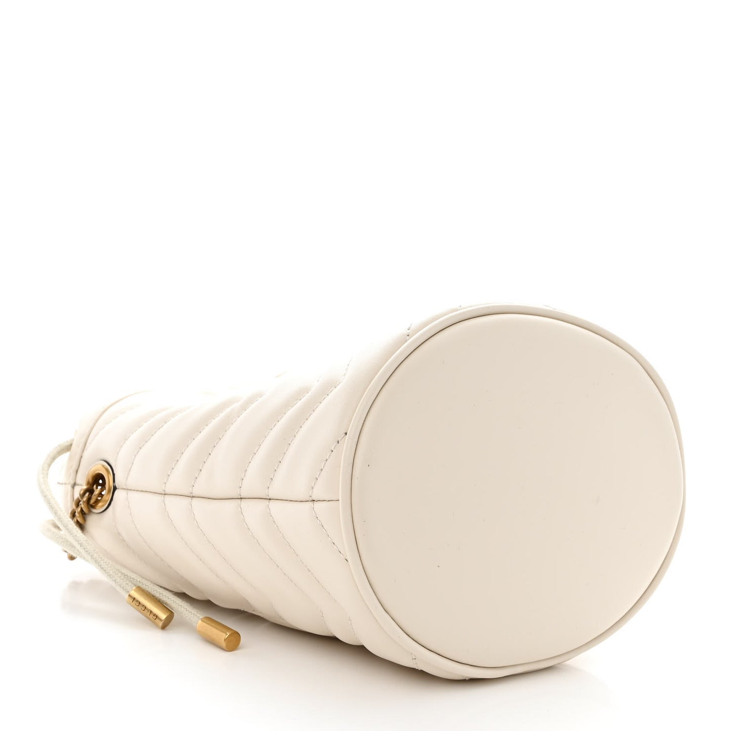 Calfskin Matelasse Mini GG Marmont 2.0 Bucket Bag White