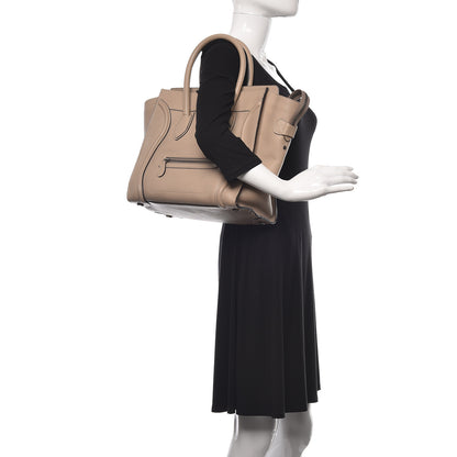 Celine Drummed Calfskin Mini Luggage Dune 2 of 10