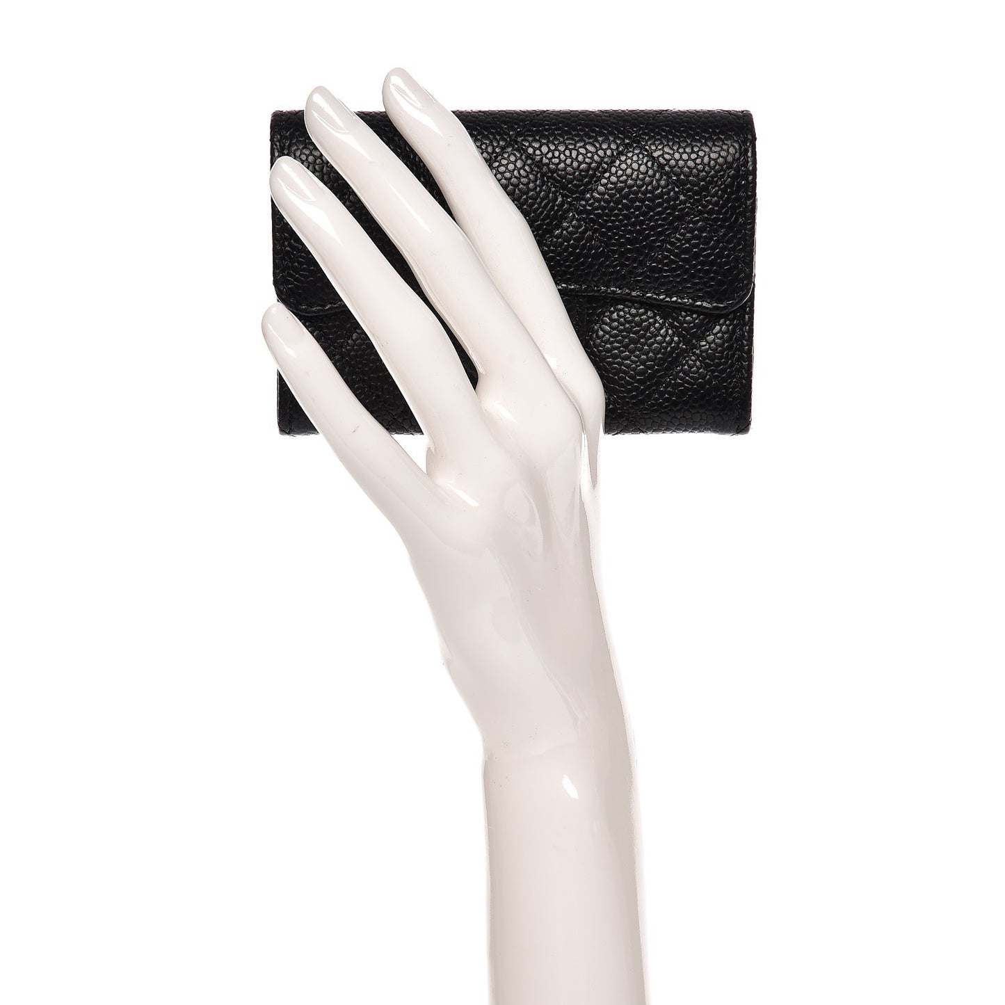 Caviar Quilted Flap Card Holder Black