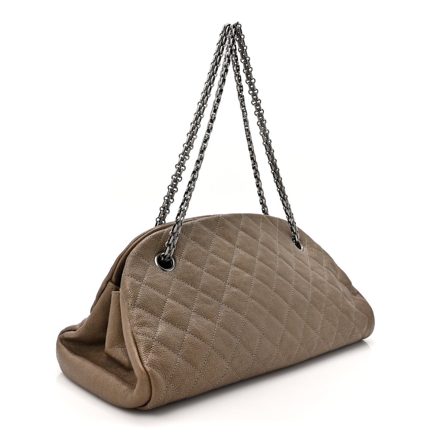 Metallic Caviar Quilted Medium Just Mademoiselle Bowling Bag Gold