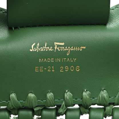 Salvatore Ferragamo Calfskin Woven The Studio Bucket Bag Green 7 of 10