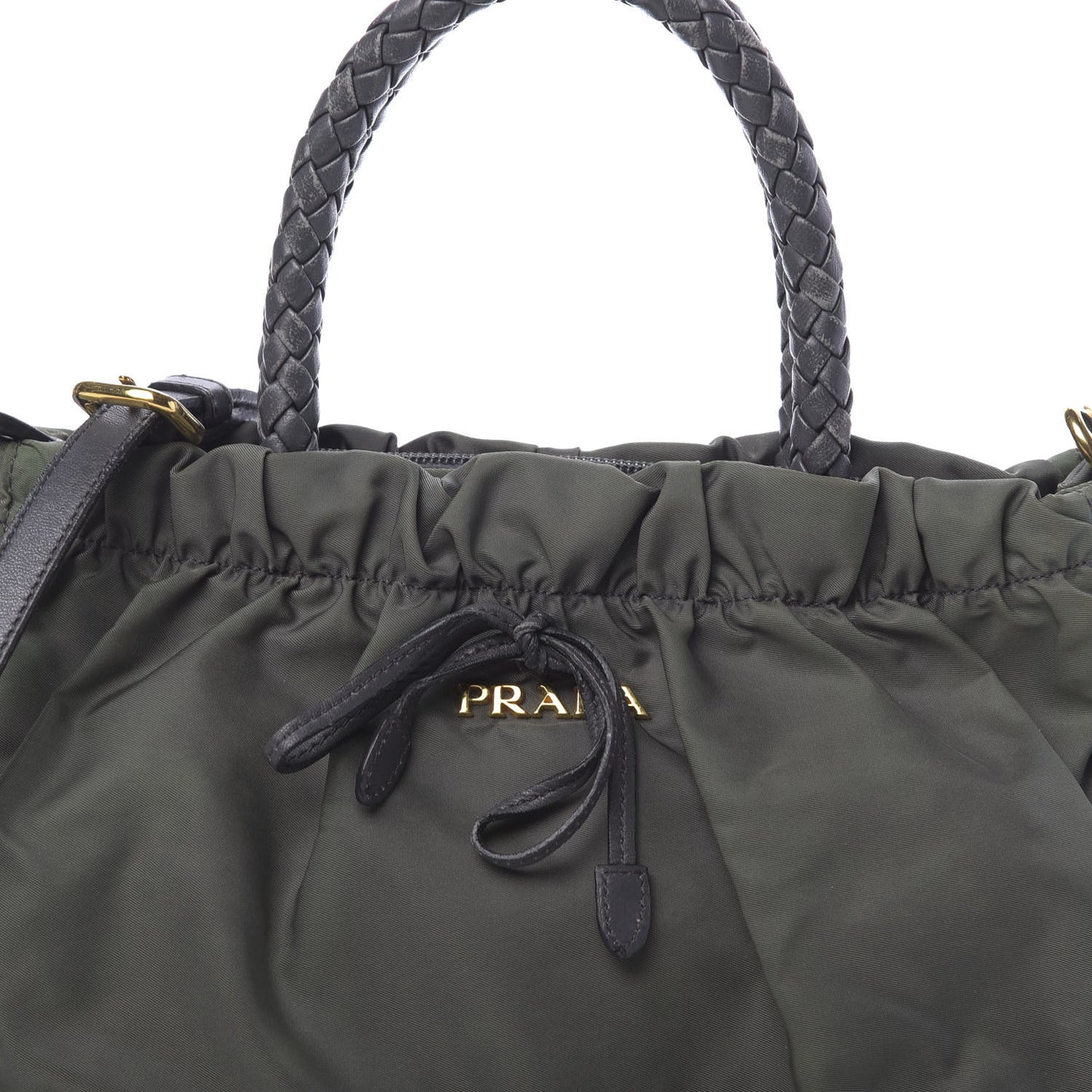 Tessuto Nylon Bow Shoulder Bag Green