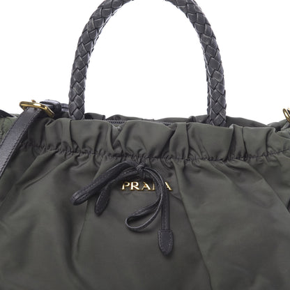 Prada Tessuto Nylon Bow Shoulder Bag Green 10 of 16