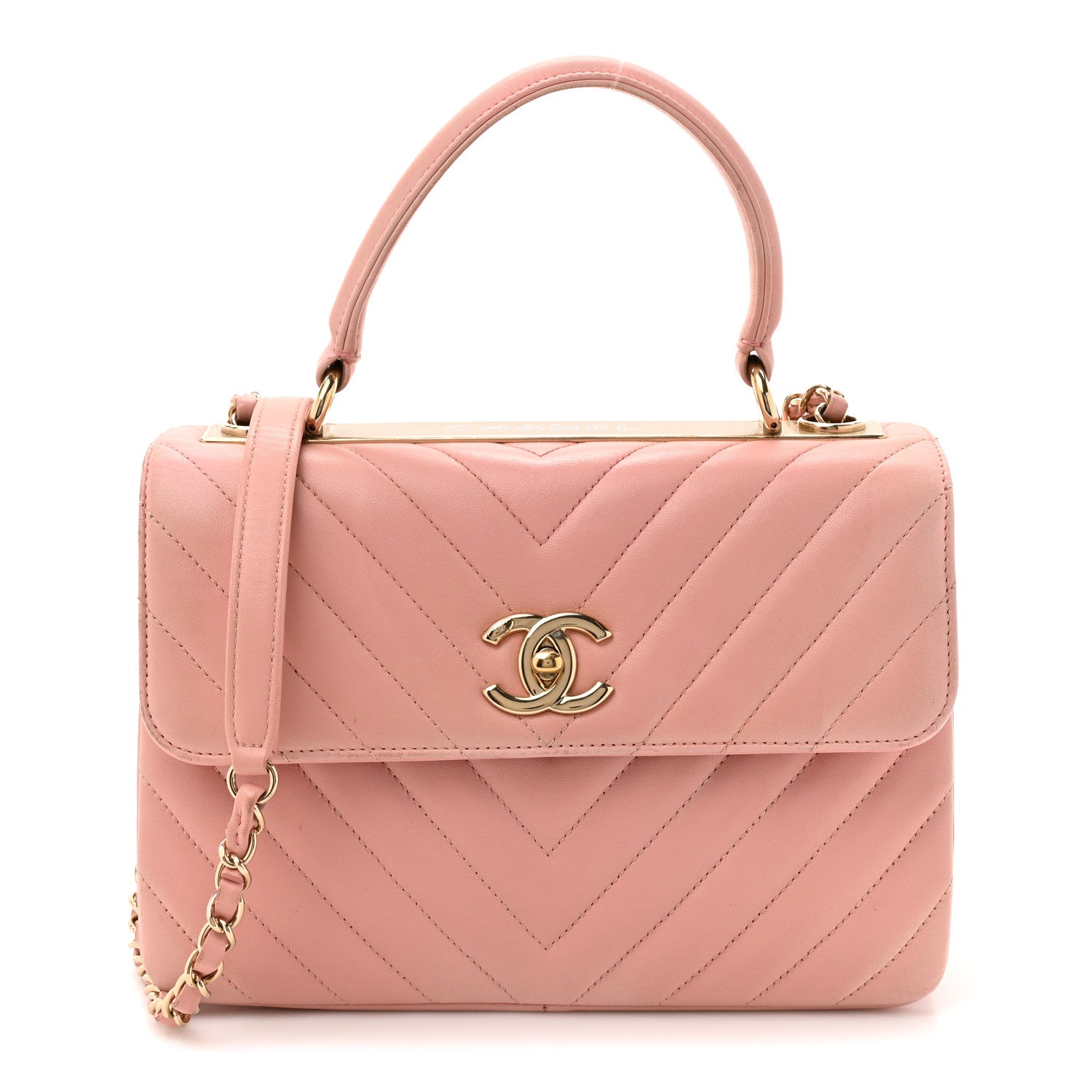 Chanel Lambskin Chevron Quilted Small Trendy CC Dual Handle Flap Bag Light Pink 1 of 14