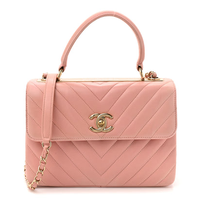 Chanel Lambskin Chevron Quilted Small Trendy CC Dual Handle Flap Bag Light Pink 1 of 14