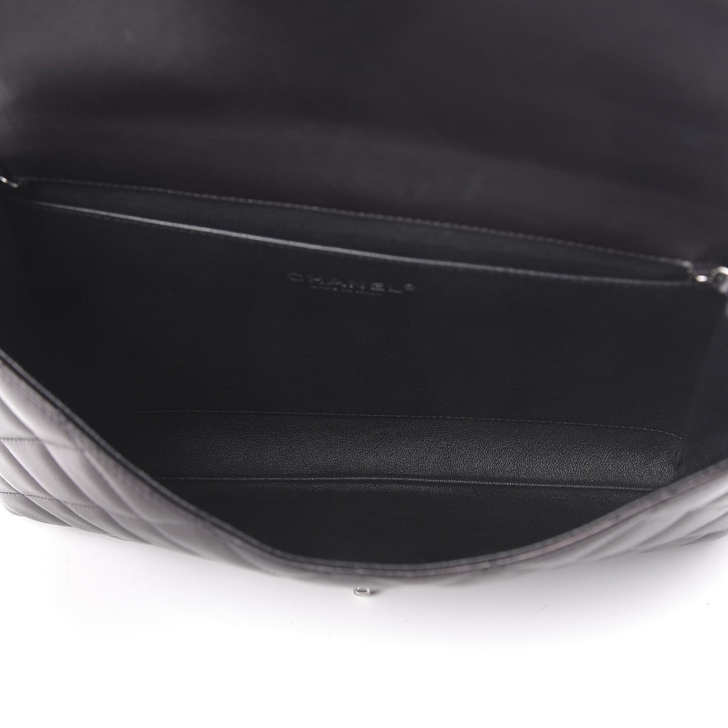 Lambskin Quilted Clutch With Chain Flap Black