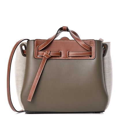 Loewe Calfskin Linen Mini Lazo Tote Khaki Green 1 of 16