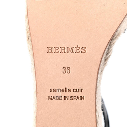 Hermes Calfskin Tipoli Espadrille Wedges 36 Black 7 of 8