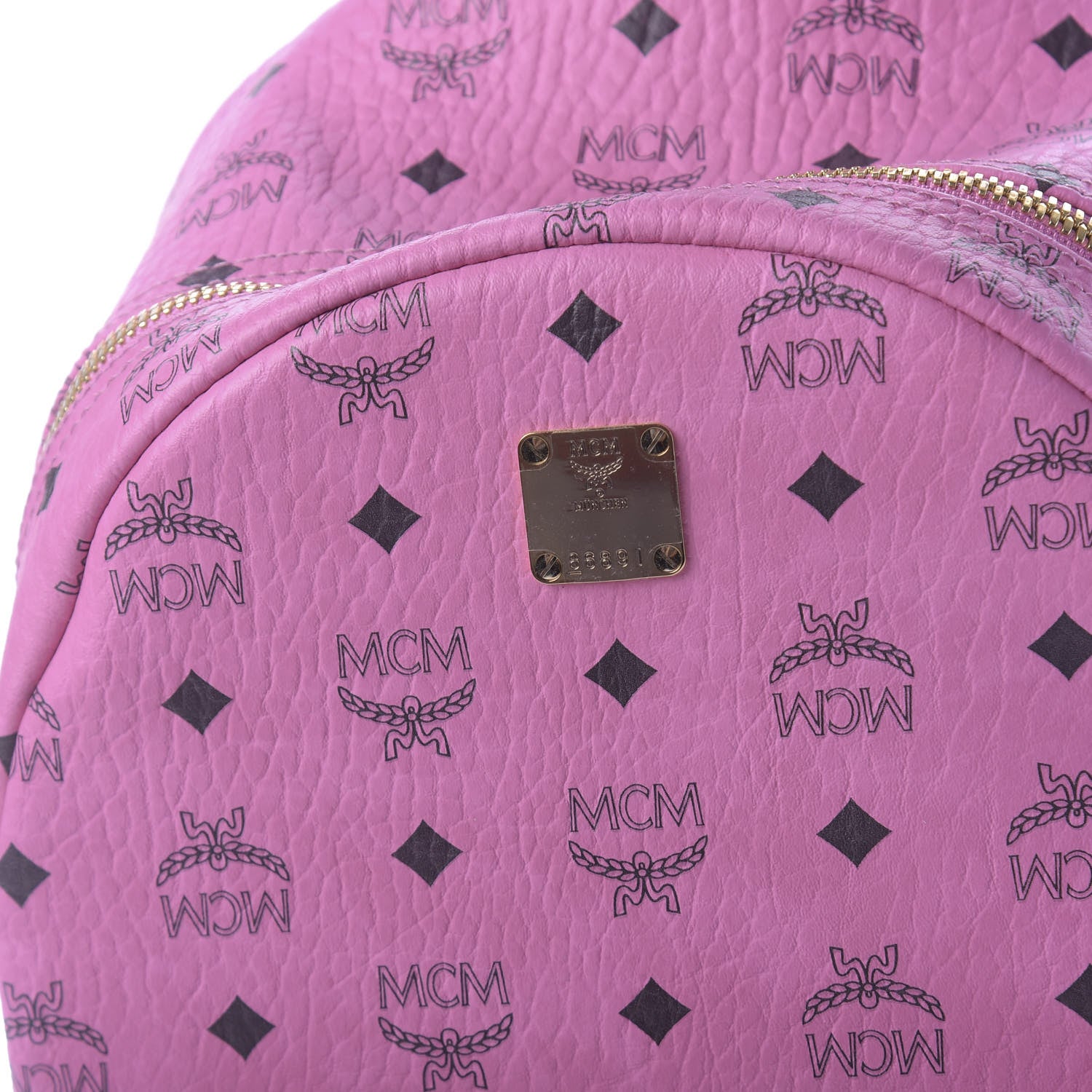 MCM Visetos Medium Side Studs Stark Backpack Pink 9 of 9