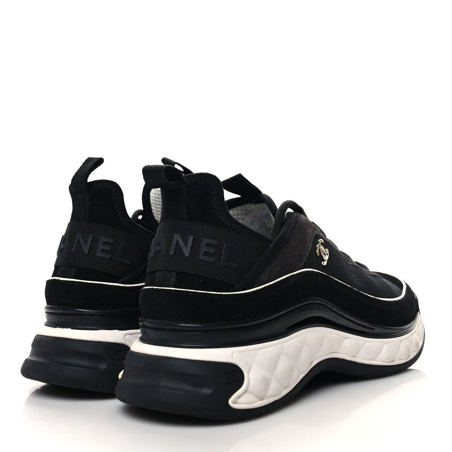 Chanel Velvet Calfskin Mixed Fibers CC Sneakers 40 Black 4 of 8