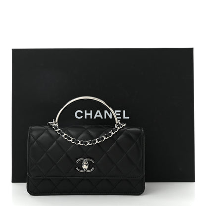 Chanel Lambskin Quilted Metal Top Handle Crossbody Flap Black 11 of 11