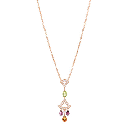 Bulgari 18K Rose Gold Diamond Pink Tourmaline Citrine Peridot Diva's Dream Pendant Necklace 1 of 6