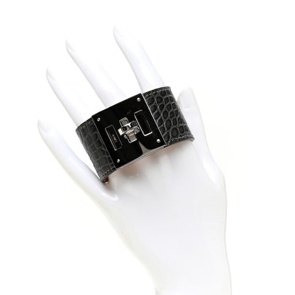 Hermes Shiny Alligator Kelly Dog Bracelet Graphite 2 of 5