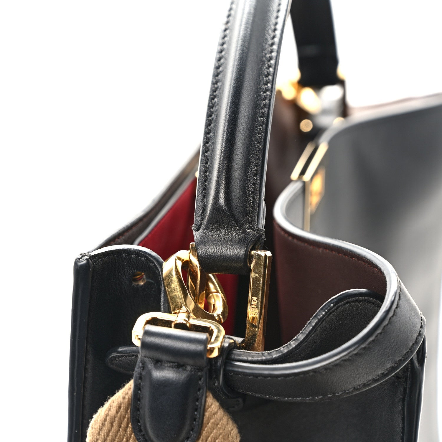 Fendi Vitello Seta Century Medium Peekaboo X-Lite Black Fragola 14 of 16