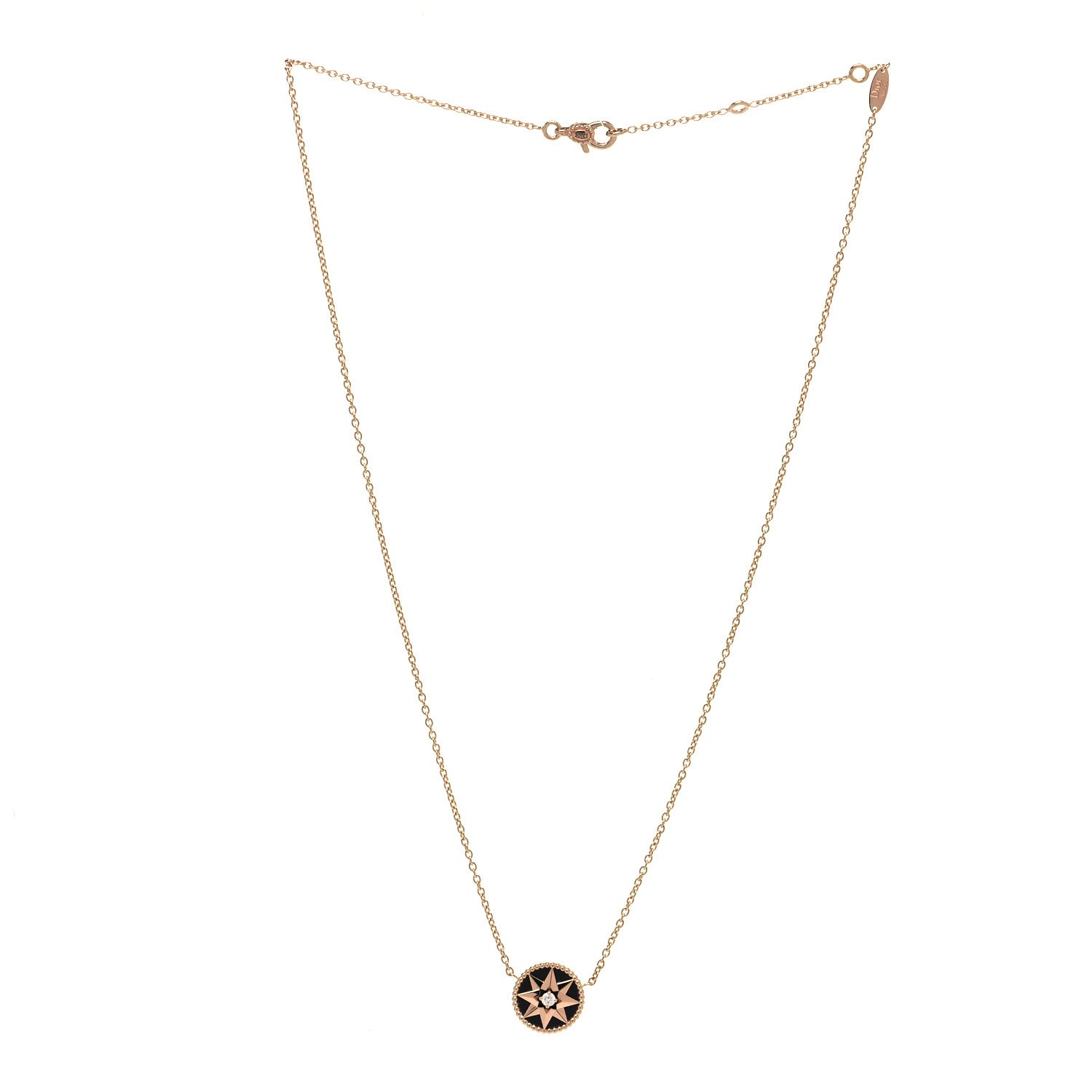 Christian Dior 18K Rose Gold Diamond Black Onyx Rose Des Vents Necklace 3 of 6