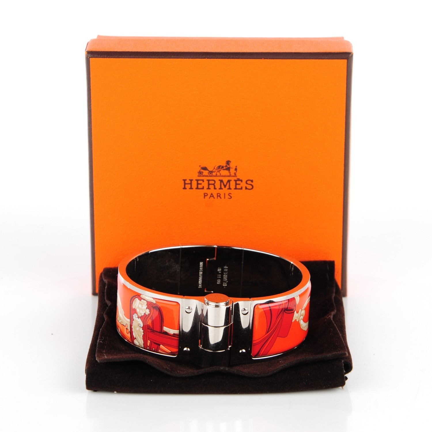 Hermes Enamel Printed Wide Brides De Gala Hinged Bracelet S 6 of 6