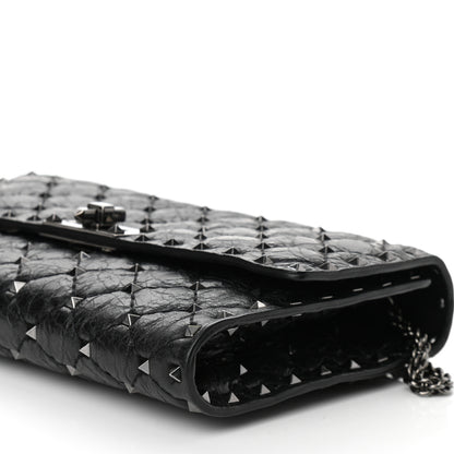 Valentino Garavani Craquele Nappa Rockstud Spike Wallet on Chain Black 9 of 9