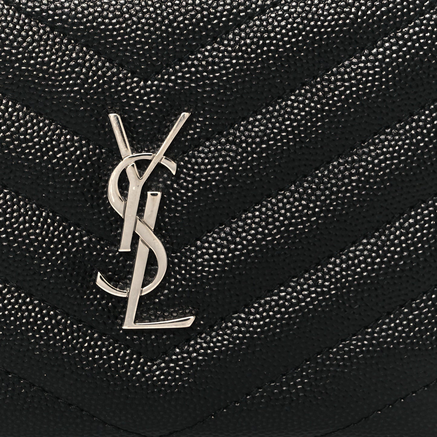 Grain De Poudre Matelasse Chevron Monogram Zipped Two-Part Wallet Black