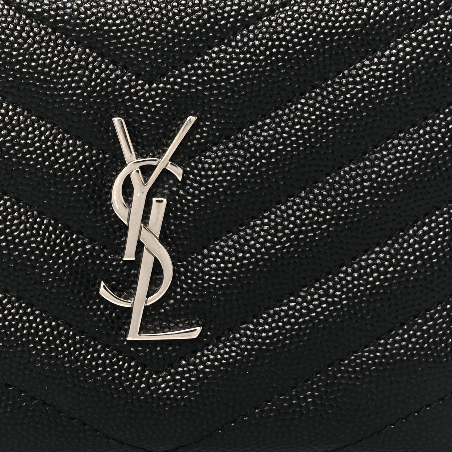 Saint Laurent Grain De Poudre Matelasse Chevron Monogram Zipped Two-Part Wallet Black 9 of 11
