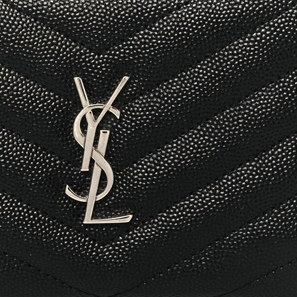 Saint Laurent Grain De Poudre Matelasse Chevron Monogram Zipped Two-Part Wallet Black 9 of 11