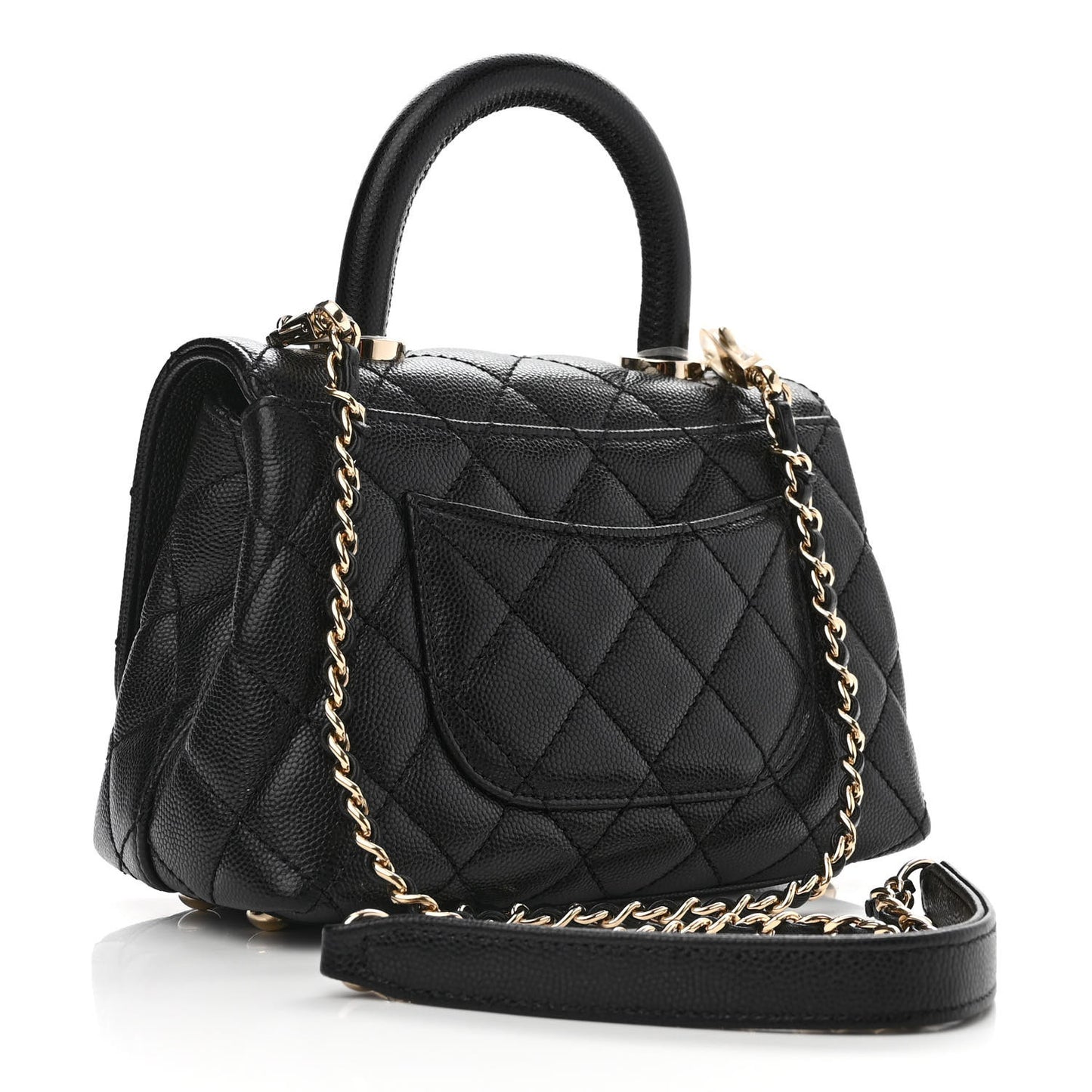 Caviar Quilted Extra Mini Coco Handle Flap Black