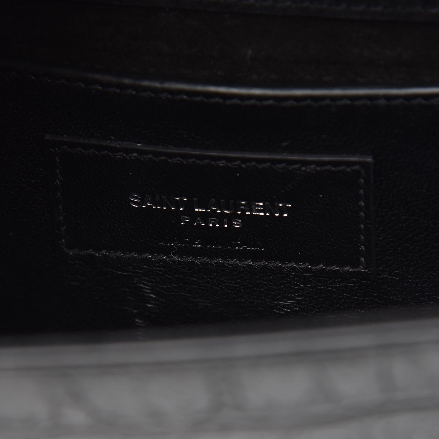 Saint Laurent Calfskin Crocodile Embossed Monogram Small Kate Tassel Satchel Black 7 of 8