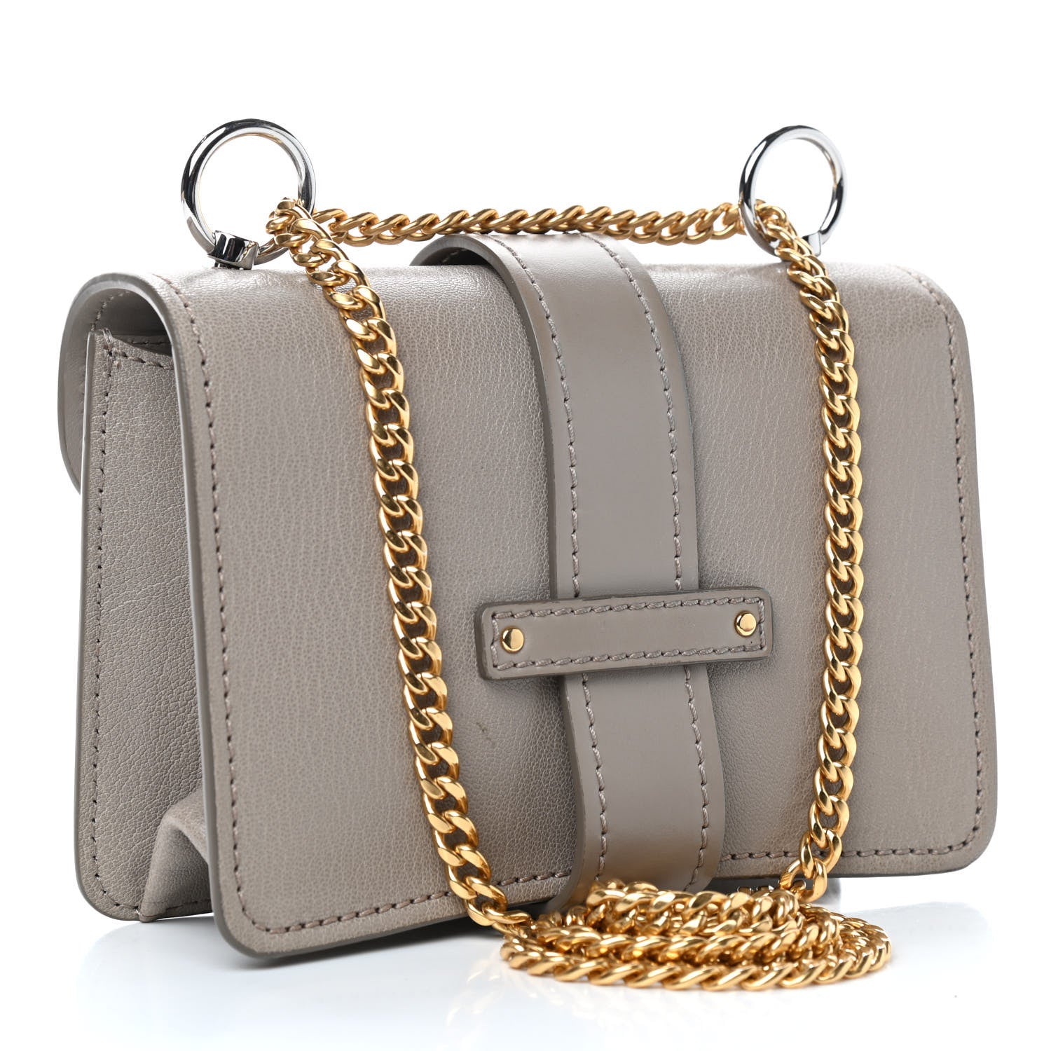 Chloe Shiny Goatskin Calfskin Aby Chain Shoulder Bag Motty Grey 2 of 8