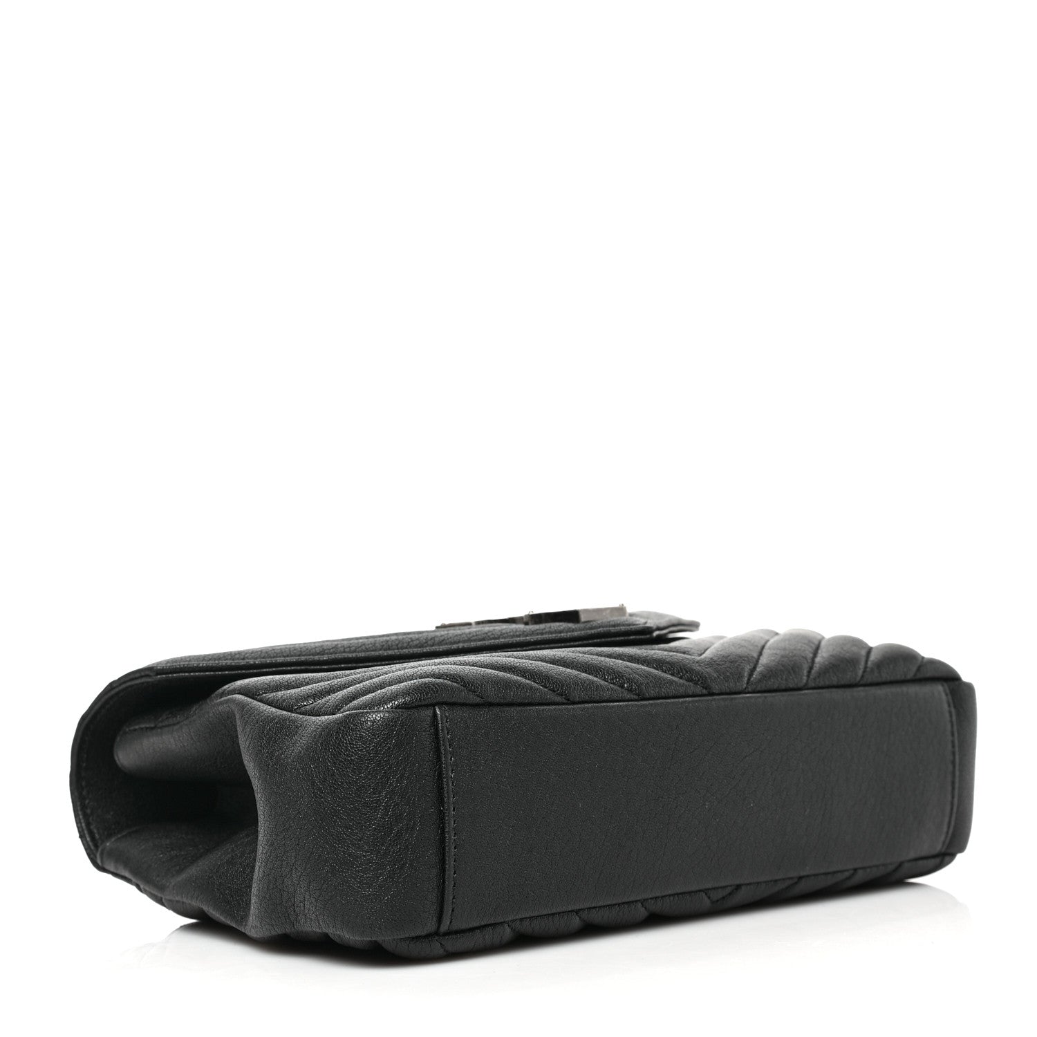 Saint Laurent Sheepskin Matelasse Chevron Monogram Medium College Bag Black 4 of 9
