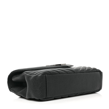 Saint Laurent Sheepskin Matelasse Chevron Monogram Medium College Bag Black 4 of 9
