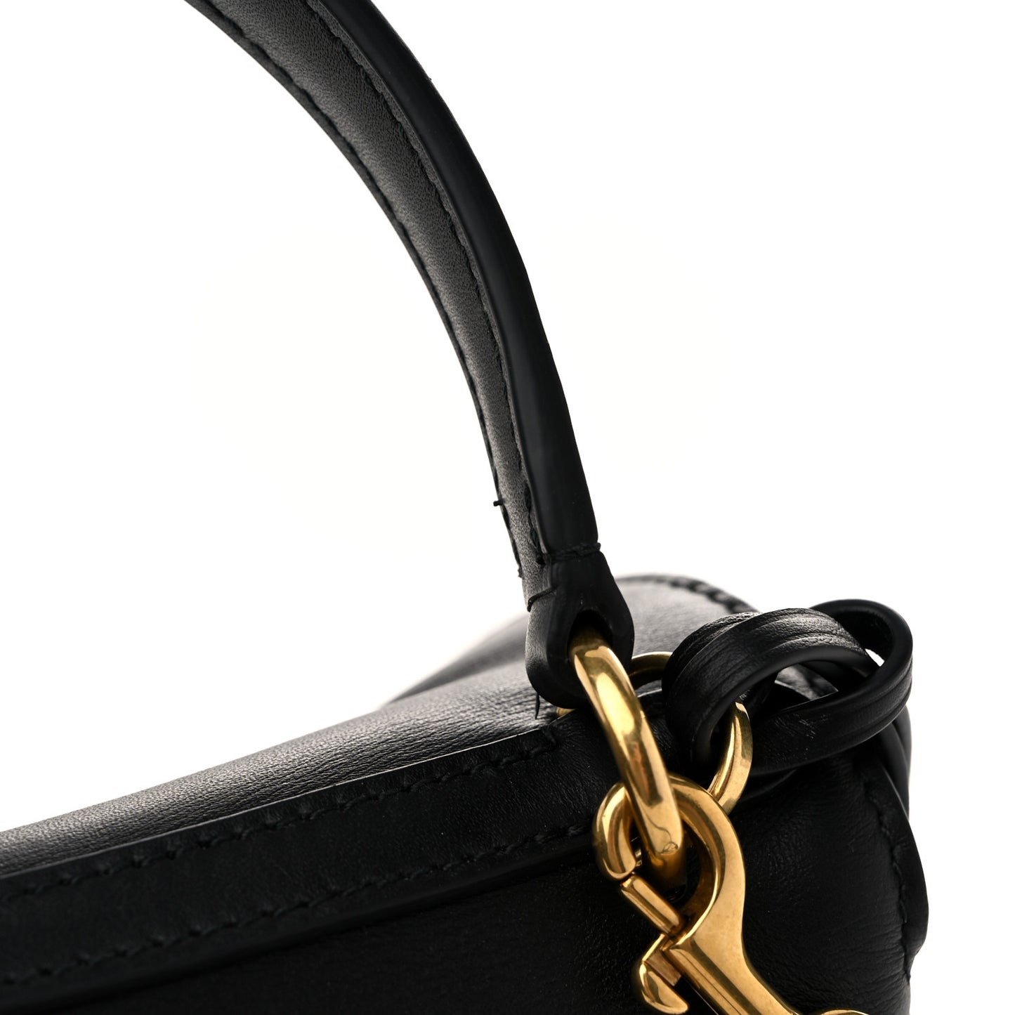 Natural Smooth Calfskin Mini Rodeo Top Handle Handbag Black