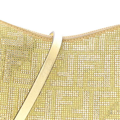 Fendi Crystal Vitello Laminato Suede FF Mini Fendigraphy Hobo Bag Platino 8 of 12