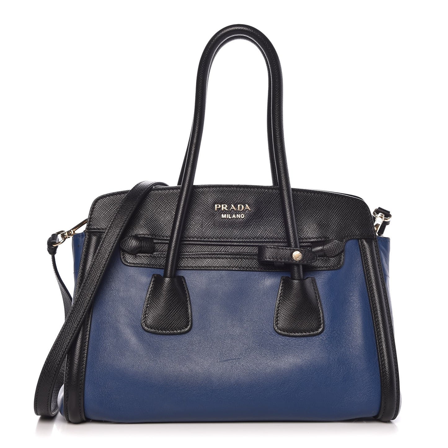 Saffiano City Calf Bi-Color Tote Bluette Black