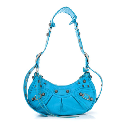 Balenciaga Agneau Arena Le Cagole Shoulder Bag XS Cyan 1 of 12