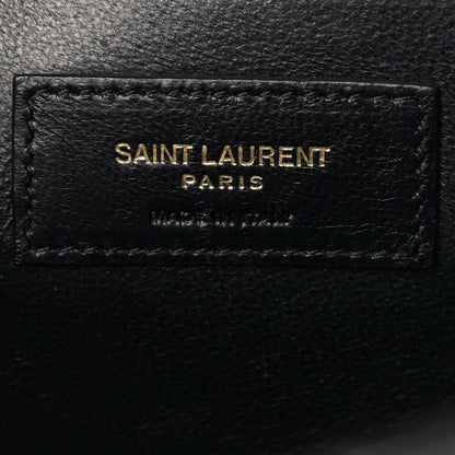Saint Laurent Grain De Poudre Textured Mixed Matelasse Triquilt Medium Monogram Satchel Black 6 of 11