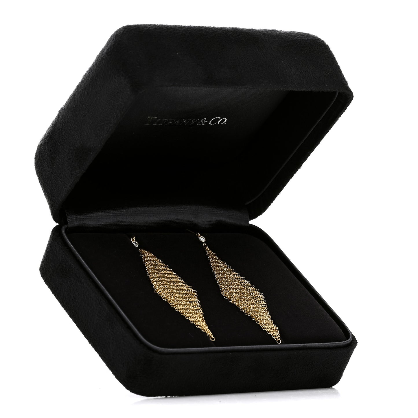 18K Yellow Gold Diamond Elsa Peretti Mesh Earrings