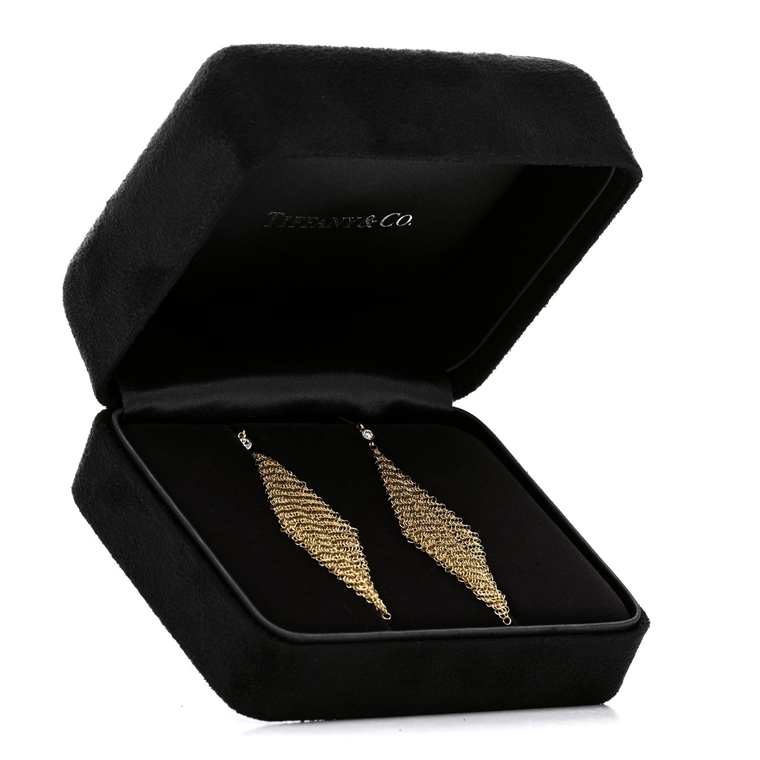 Tiffany 18K Yellow Gold Diamond Elsa Peretti Mesh Earrings 5 of 5