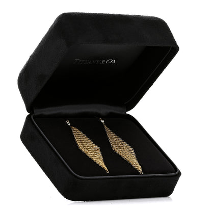 Tiffany 18K Yellow Gold Diamond Elsa Peretti Mesh Earrings 5 of 5